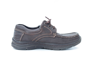 Brown old shoes on a white background