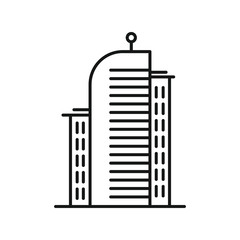 Line vector university building on white background. Urban architecture, university on white background. Element for web, game and advertising