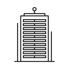 Line vector city building on white background. Urban architecture, skyscrapers on white background. Element for web, game and advertising