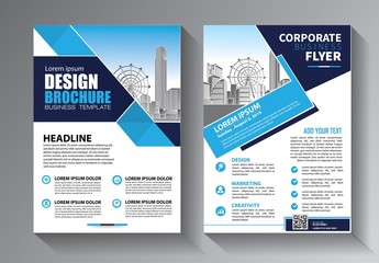 Business abstract vector template. Brochure design, cover modern layout, annual report, poster, flyer in A4 with colorful triangles, geometric shapes for tech, science, market with light background