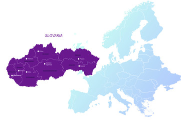 slovakia map. vector of europe countries map. simple design map background.