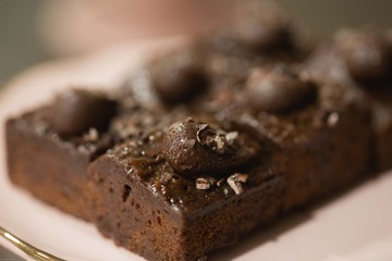chocolate brownies on plate