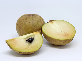 Exotic Sapodilla fruit isolated on white background