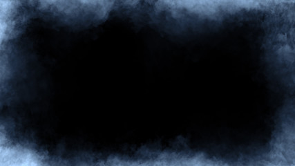 Overlays screen blue smoke border. Vintage old frame texture.