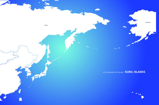 Vector image of the world's disputed seas. kuril island in russia. east sea in korea.