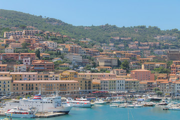 Fototapeta na wymiar View of the ton of Porto Santo Stefano, Tuscany, Italy.