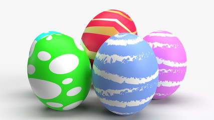  Easter eggs on white background 3d rendering for holiday content.