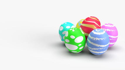  Easter eggs on white background 3d rendering for holiday content.