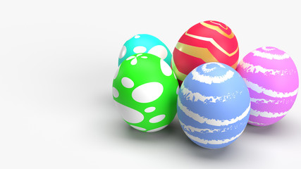  Easter eggs on white background 3d rendering for holiday content.