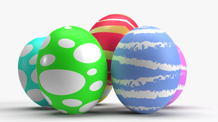  Easter eggs on white background 3d rendering for holiday content.