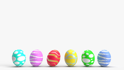  Easter eggs on white background 3d rendering for holiday content.