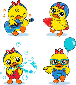  illustration vector graphic of duck child character