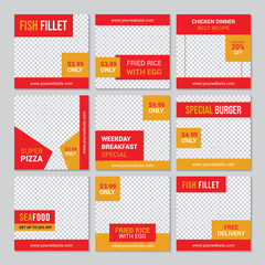 set of food social media & digital marketing post banners template. vol 53