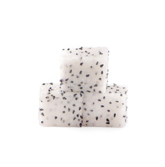 pitaya or dragon fruit cube slice an isolated on the white background