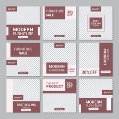 set of furniture sale social media post banner template. vol 59