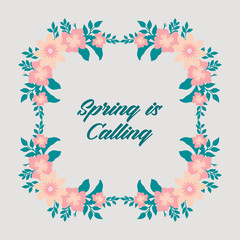 Cute pattern of leaf and floral frame design, for spring calling greeting card design. Vector