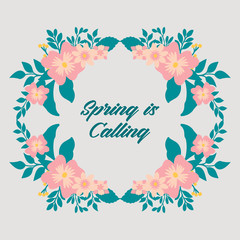 Seamless of leaf and flower frame, for spring calling greeting card decor. Vector