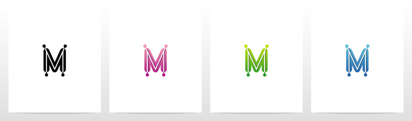 Connecting Dots On Letter Logo Design M