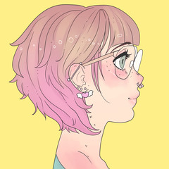 Girl with Short Hair and Piercing