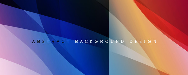 Wave liquid style lines with shadows and light on gradient background