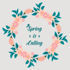 Template design for spring calling card, with unique style floral and leaf frame. Vector