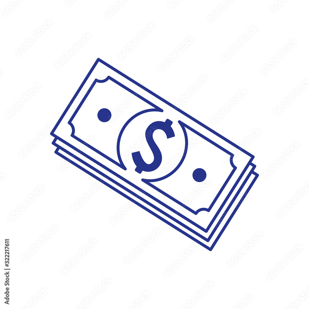 Sticker stack of bills dollar isolated icon