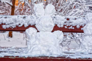 Snowman city square. Undecorated snowman