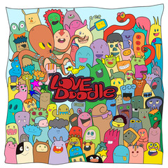 Love Doodles Funny monsters ,Cute Monster.. Black and white background. Vector illustration,love concept