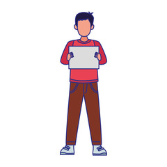 cartoon man holding a blank banner icon