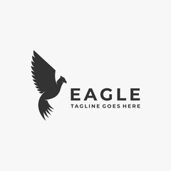 Vector Logo Illustration Fly Eagle Silhouette Style