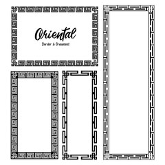 Classic Oriental Chinese Ornament Frame Vintage Border Art Decorative