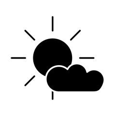 cloud with sun isolated icon