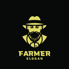 black gold Columbia south america coffee farmer character logo icon design cartoon