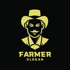 black gold Columbia south america coffee farmer character logo icon design cartoon