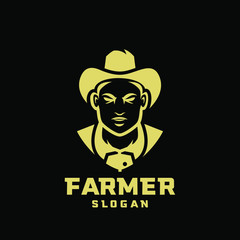 black gold Columbia south america coffee farmer character logo icon design cartoon