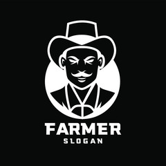 black background Columbia south america farmer character logo icon design cartoon