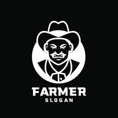 black background Columbia south america farmer character logo icon design cartoon