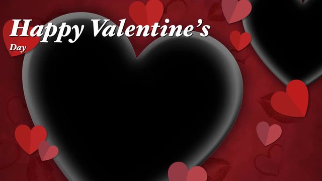 Animation Red heart paper cut with black space and text Happy Valentine's day .