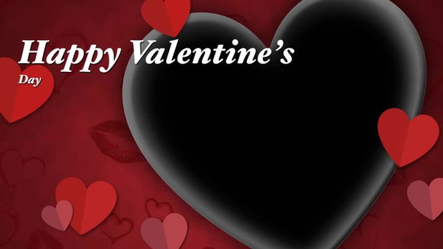 Animation Red heart paper cut with black space and text Happy Valentine's day .