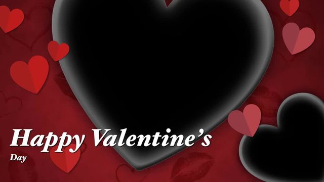 Animation Red heart paper cut with black space and text Happy Valentine's day .