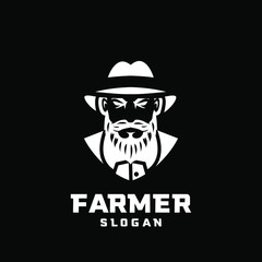 black background Columbia south america farmer character logo icon design cartoon