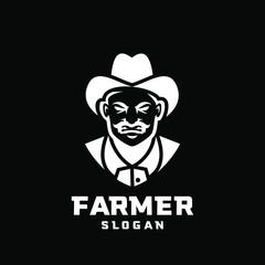 black background Columbia south america farmer character logo icon design cartoon