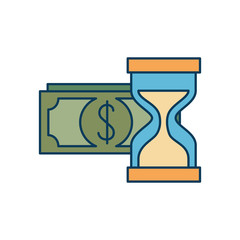 bills dollar with hourglass isolated icon