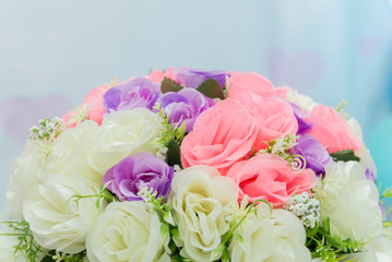 Background decorated with fluffy cloud. Selective focus.