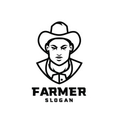 black white Columbia south america farmer character logo icon design cartoon