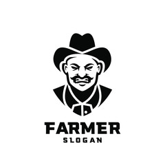 black white Columbia south america farmer character logo icon design cartoon