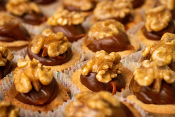 Pastries with caramel and nuts