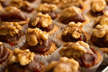 Pastries with caramel and nuts
