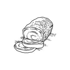 line art hand drawing slice of breads