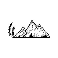 Outline vector hand drawing mountain